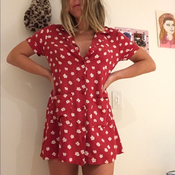 reformation red floral dress